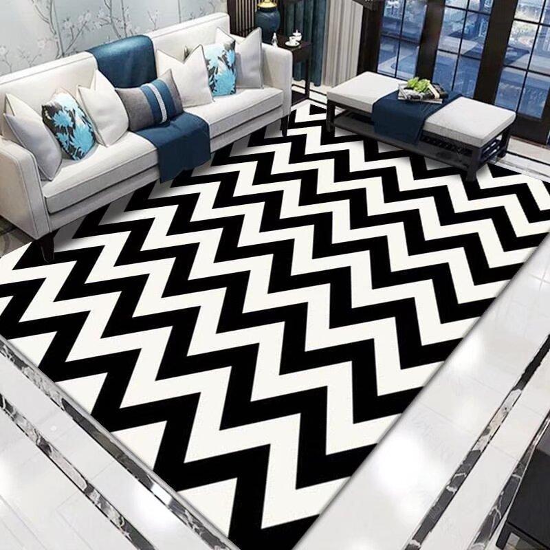 Modern Zebra Animal Pattern Carpet Mat Black White Striped Rug Minimalist Non-slip Large Area Home Decoration for Living Room