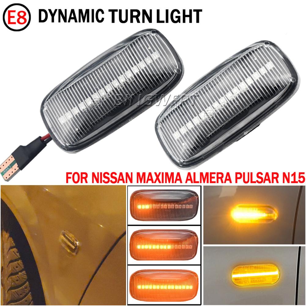 2x Flowing LED Side Marker Dynamic Turn Signal Light Lamp For Nissan Maxima Skyline R34 Almera N15 N16 Pulsar Primera P11 P12