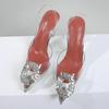 Fashion 2025 Spring And Summer New Pointy Fairy Wind Transparent Rhinester High Heels With Silk Crystal Sandals Woman  Pumps
