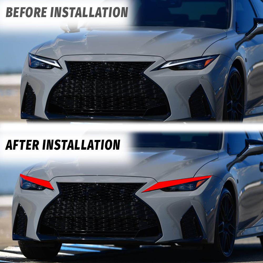 For 2025 2025 2025 2025 2025 LEXUS IS350 IS300 IS500 RED Headlight Drl Headlight Decal Tint Overlay Vinyl Ppf Car Accessories