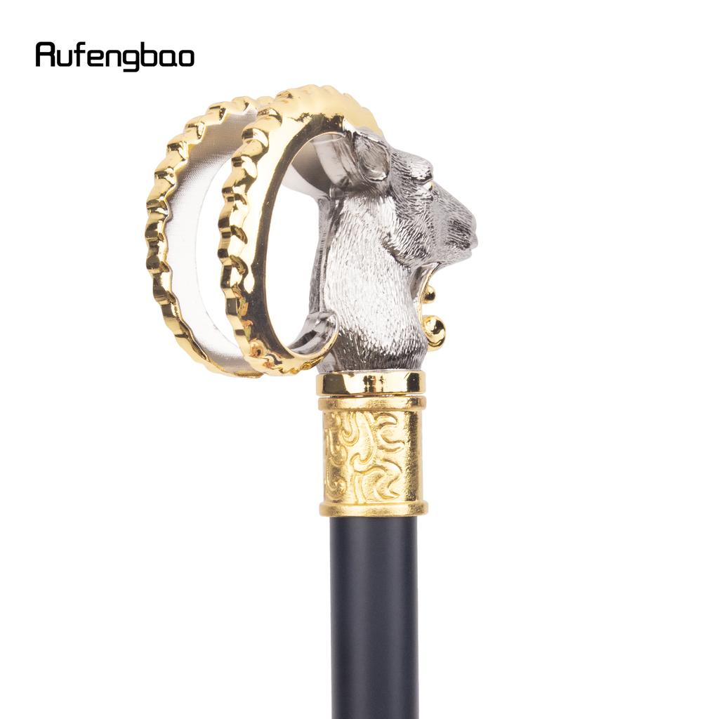 Hvit Gylden Geit Sau Dyr Spaserstokk Dekorativ Cospaly Vintage Party Fasjonabel Spaserstokk Halloween Crosier 91 cm
