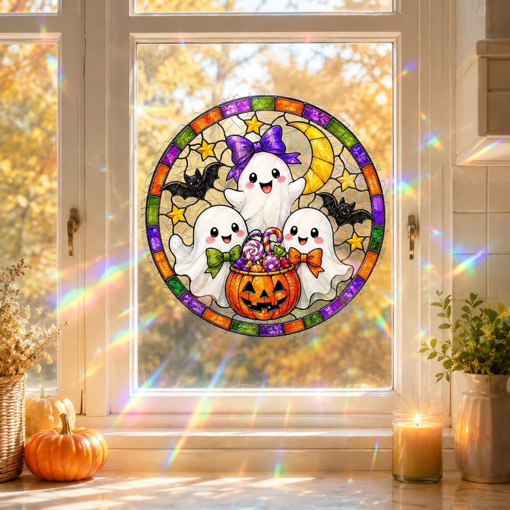 Halloween Pumpkin Static Cling Window Stickers for Glass - Colorful Decorative Window, 3030 Cm