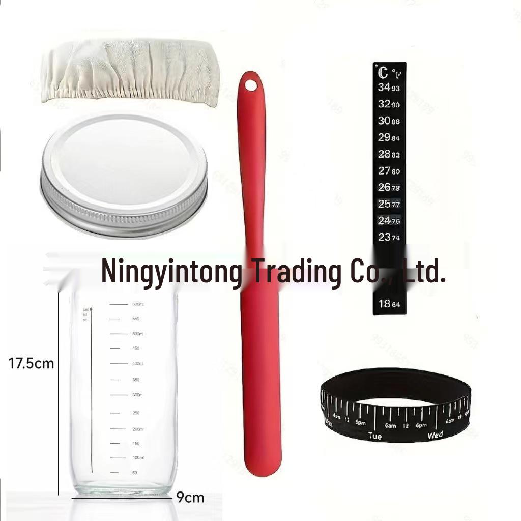 24oz Sourdough Fermentation Glass Jar with Thermometer & Lid for Bread Baking