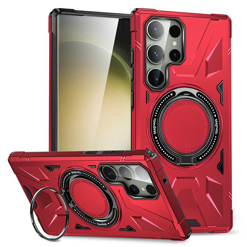 For Samsung S24 S23 Ultra Phone Case Fulcrum in Car Magnetic Suction MagSafe 2-in-1 Anti Drop A15 A54 A05 Protective Back Cover