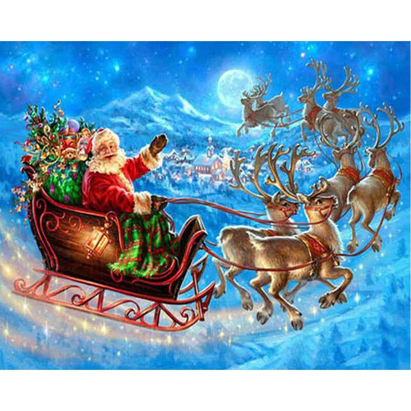 Full Round Diamond Painting Santa Claus Cross Stitch 5D Diamond Embroidery Rhinestones Portrait Handicraft Christmas