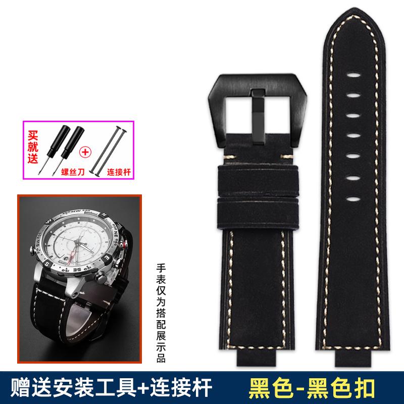 Genuine Leather Watch Strap 24*16mm For Timex Tide T2n739 T2n720 T2n721 T45601 T2p141 Series Watchband Men's Watch Accessories