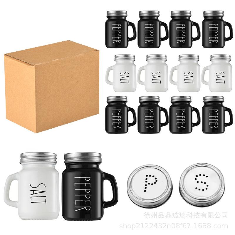 Black & White Salt and Pepper Grinder Set - Glass Seasoning Shaker for Pepper and Salt. Black and White Set (2 pieces) чёрный