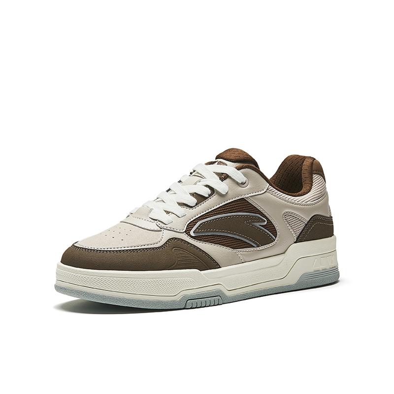 New Anta Slip Resistant Lightweight Height Increasing Low Top Skateboard Shoes Men's Taupe 912538012-1