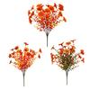 Autumn Artificial Violet Flower with Eucalyptus Leaves 7 Fork Fake Silk Flower Home Festival Table Centerpiece Indoor Outdoor Faux Bloom Decoration