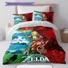 Link Zelda Vzor Ložní povlečení Sada prošívaných dek a povlaků na polštáře Domácí dekorace Dárek (1 * povlak na peřinu + 2 * povlak na polštář, bez jádra)