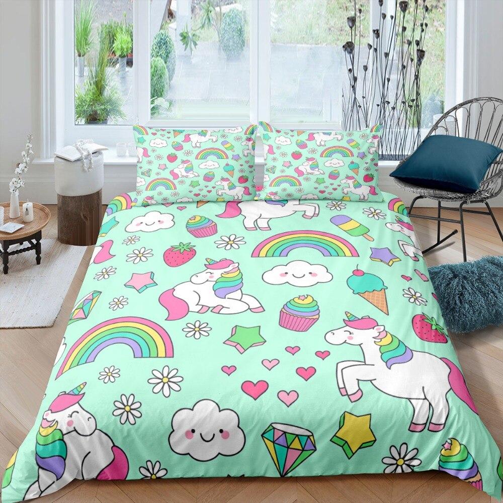 teal unicorn bedding