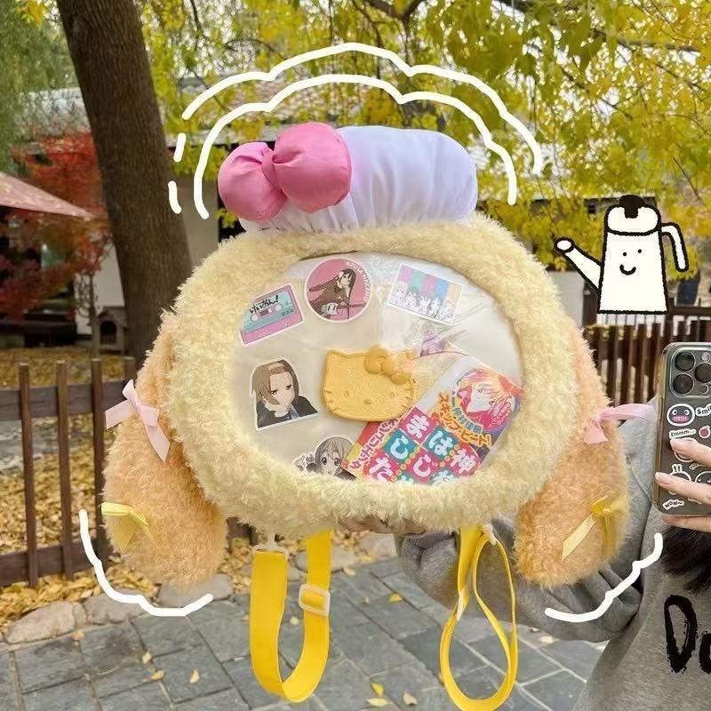 Cute cartoon furry handbag new personalized large capacity student class shoulder bag birthday gift