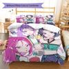 Pościel z wzorem Łowców Demonów K-pop, Zestaw kołdry Poszewka na kołdrę Poszewka na poduszkę Domowy prezent urodzinowy (1 * poszwa na kołdrę + 2 * poszewki na poduszki, bez rdzenia)
