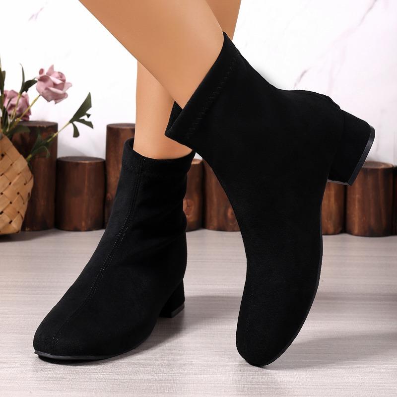 

Женские ботильоны из замши на массивном каблуке, модные туфли на среднем каблуке, зимние туфли-лодочки, новый тренд, повседневные, уютные, женские ботильоны челси 42