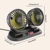 12V/24V Car Cooling Fan Dual Head 360° Rotation Vehicle Mounted USB Fan Auto Cooler Fan for Dashboard Air Circulator Fan
