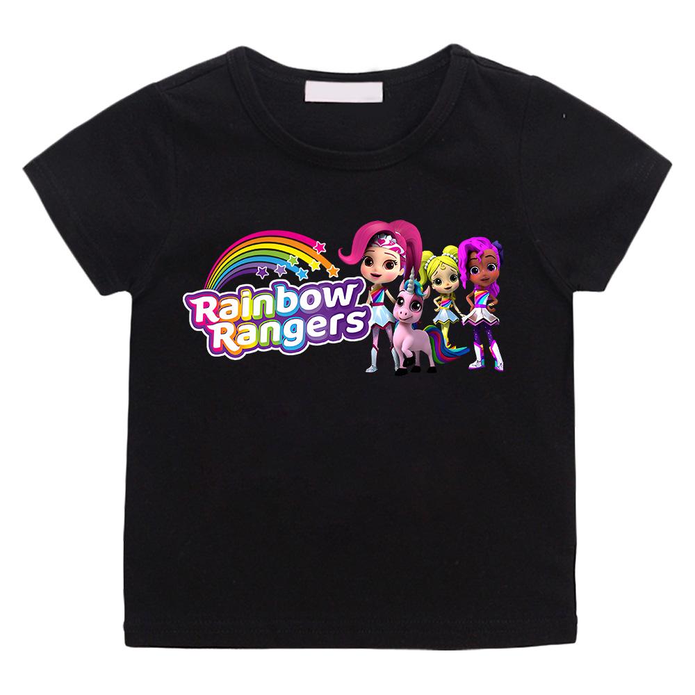 Rainbow Rangers Cartoon Cotton T-shirts Funny Cute Baby Girls Clothes Summer Short Sleeve Children T Shirt New Sweet Design Tops
