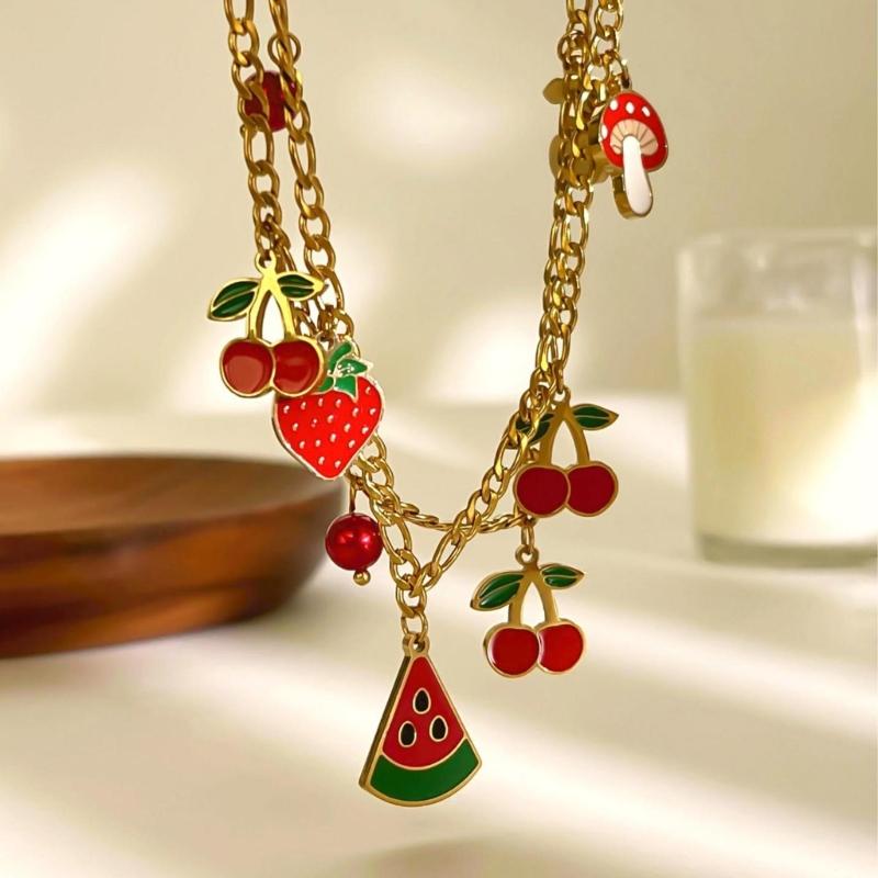 Stylish Versatile Fruit Inspired Charm Chain Customizable Length Comfortable For Everyday Outfits