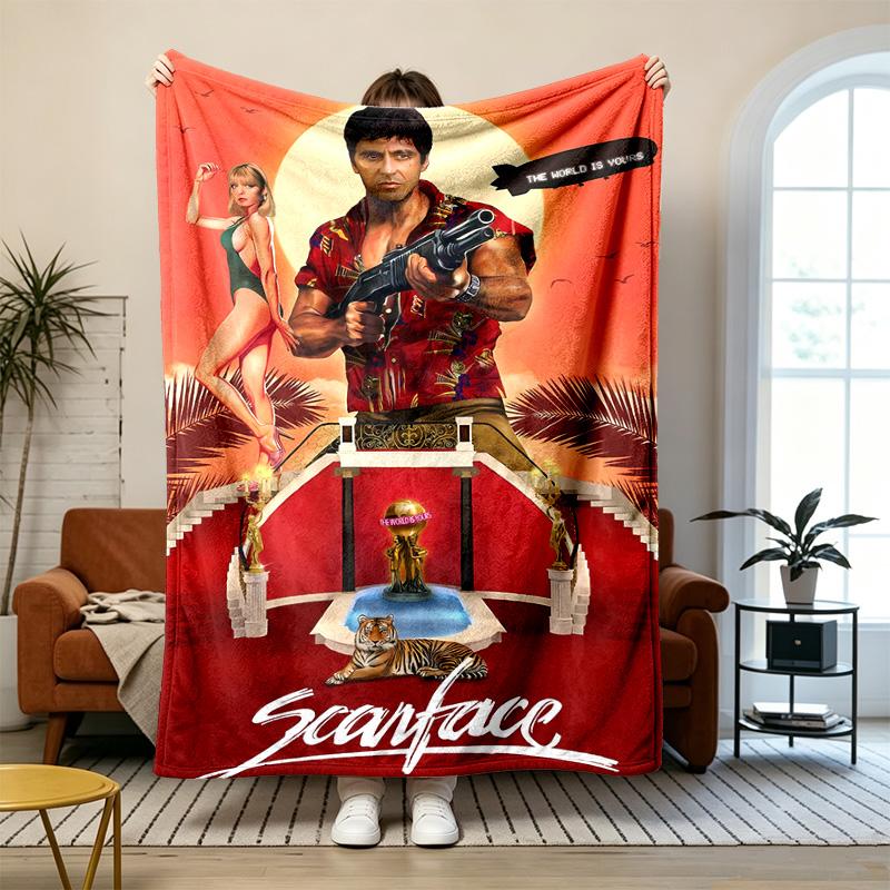 Scarface Soft and comfortable flannel Suitable for sofas living rooms outdoor camping travel and also makes a great anniversary gif