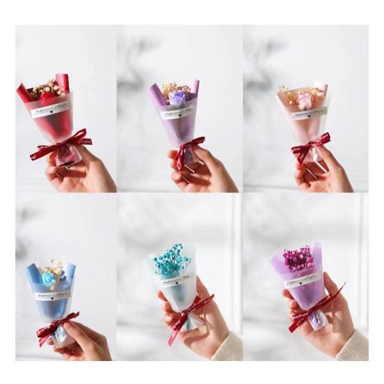Valentine's Day Fake Mini Bouquet Artificial Aromatherapy Soap Rose Bouquet Simulation Dried Baby Breath Flower Gifts for Mom Women Wife