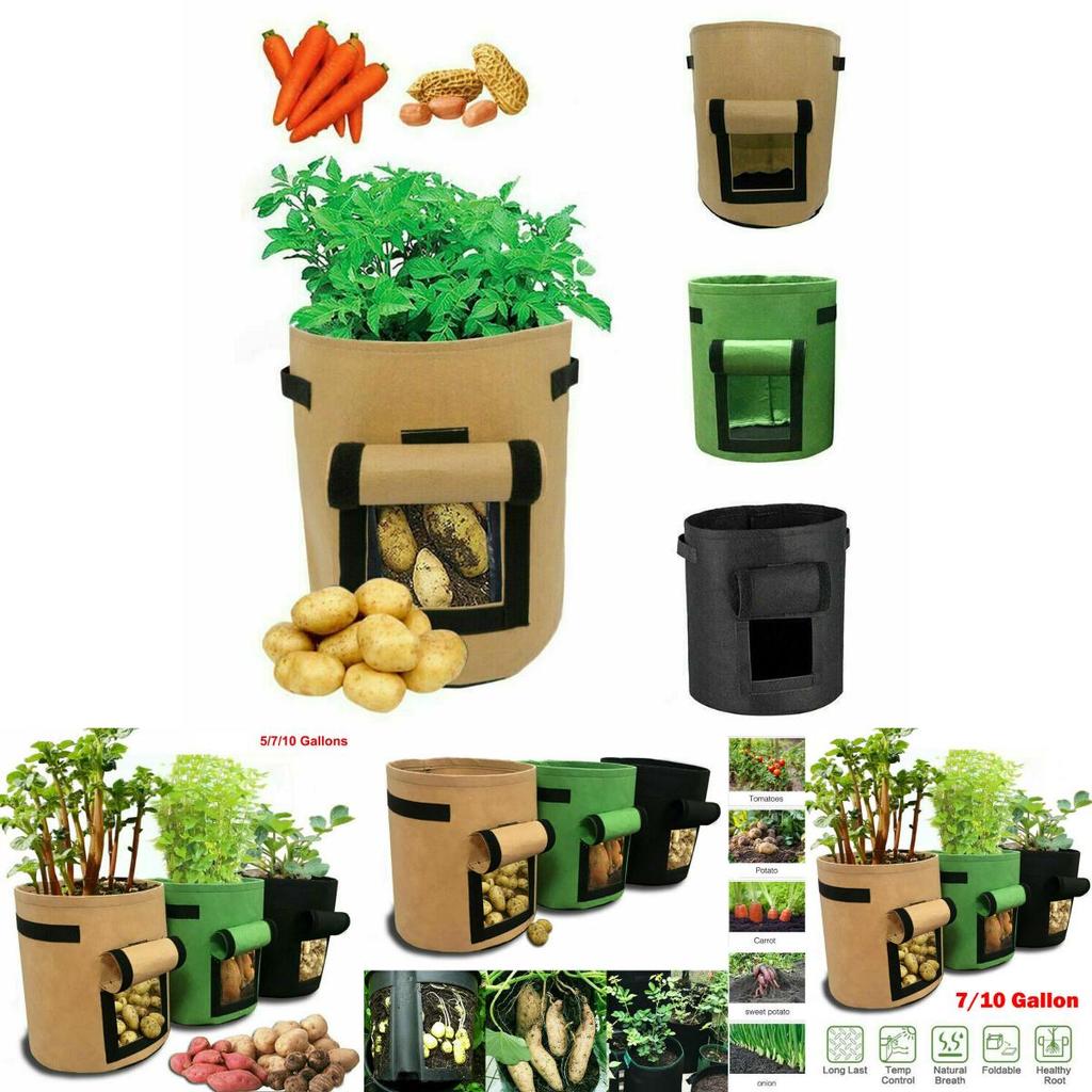 Durable And Reusable 5/7/10 Gallon Vegetable Grow Bags With Convenient Carry Handles