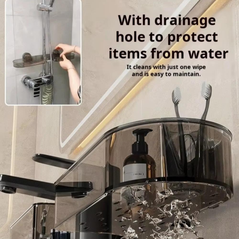 Suction Cup Faucet Organizer No Drilling Bathroom Wash Shelf Practical Faucet Storage Rack  Toilet