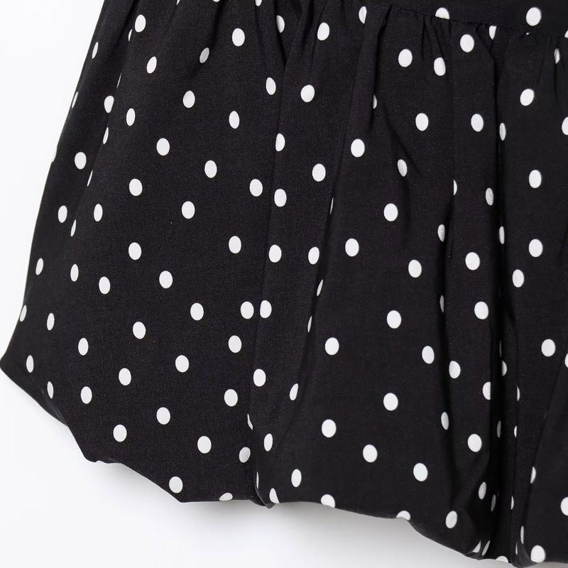 Kaslead New Arrival Women's Clothing Fashion Style Polka Dot Diagonal Shoulder Ruched Bud Dress 750014