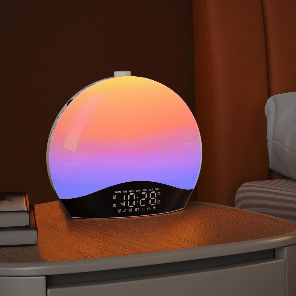 Top-Selling Bluetooth Ambient Light Alarm Clock with Sunrise Simulation and White Noise for Bedroom