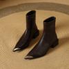 Vintage Dicke Absätze Damen Pelzfutter Knöchelboots Herbst Winter Metall Spitze Stripper Party Kurze Stiefel Zapatos De Mujer