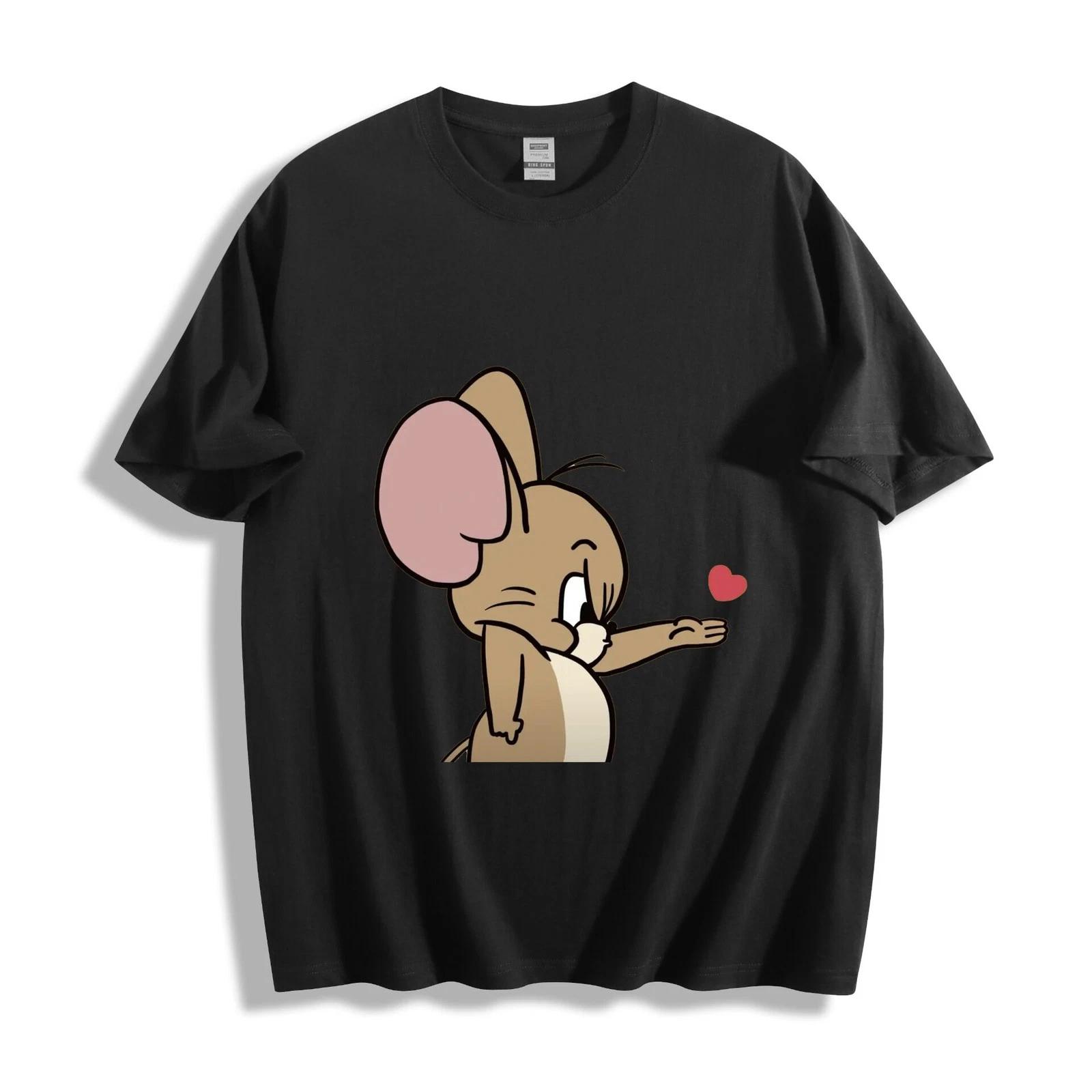 Tom and Jerry Jerry Heart T-Shirt - Cute Cartoon Mouse Design Unisex Tee L
