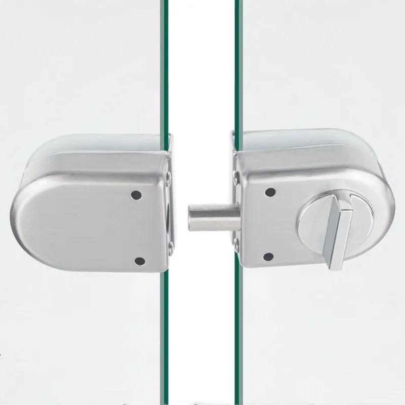 Stainless Steel Glass Door Lock Free Punch Bolt Lock Glass Door Mortise Lock Single Double Door Lock Office Security Hardware A
