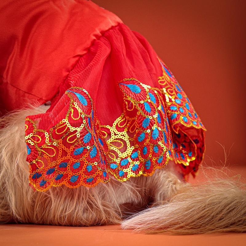 

Dog clothes New Year festive Tang clothing thickened warm autumn and winter skirts New Year puppies kittens pet clothes XL жовтий