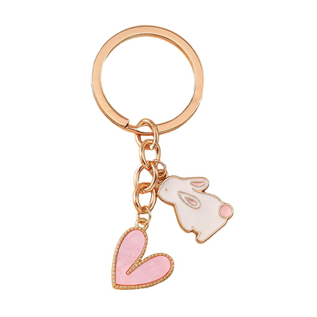 Creative Cartoon Heart Rabbit Keychain Featuring Crown Rabbit Design Durable Alloy Pendant for Young Women and Students