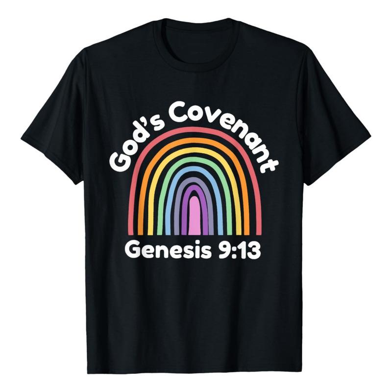 Camiseta Cristiana God s Covenant Rainbow _ Genesis 9_13 S разноцветный