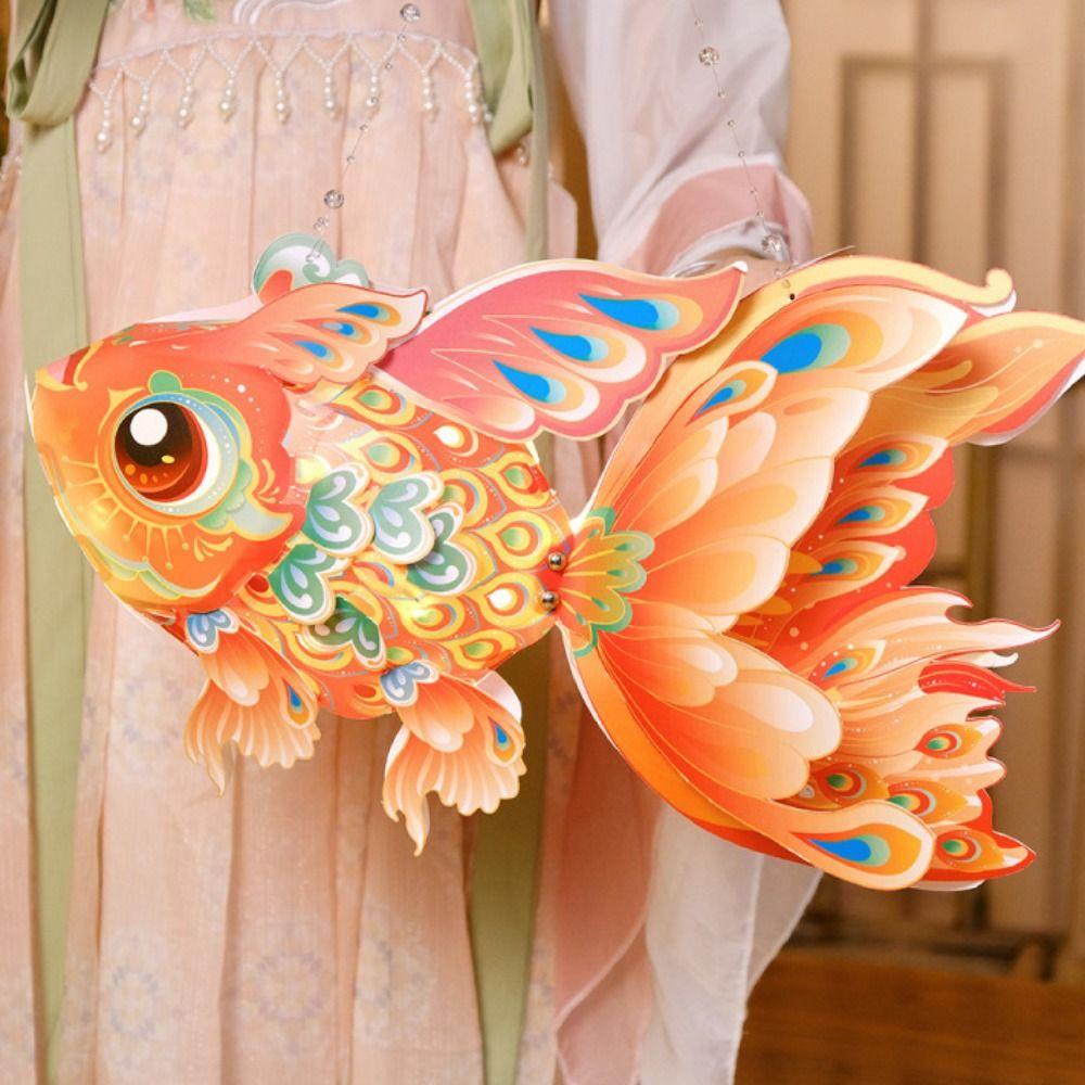 Glowing Goldfish Lantern Handmade Chinese Glowing Handheld Lantern  Hanfu Accessories