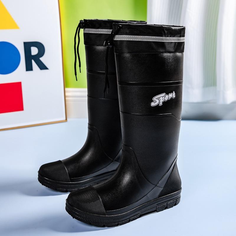 Summer men's high rain boots contrasting black and red fishing rain boots car wash cleaning wading shoes work shoes men