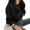 2023 Korean Style Women's Solid Color Long Sleeve T-shirt - Loose Fit, All-Match, for Spring & Autumn
