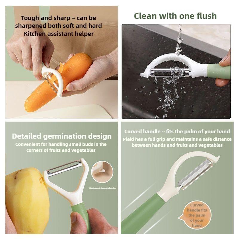 2pcs Household vegetable and fruit peeler, multi-functional dormitory kitchen special stainless steel sharp peeling knife scratcher,parer