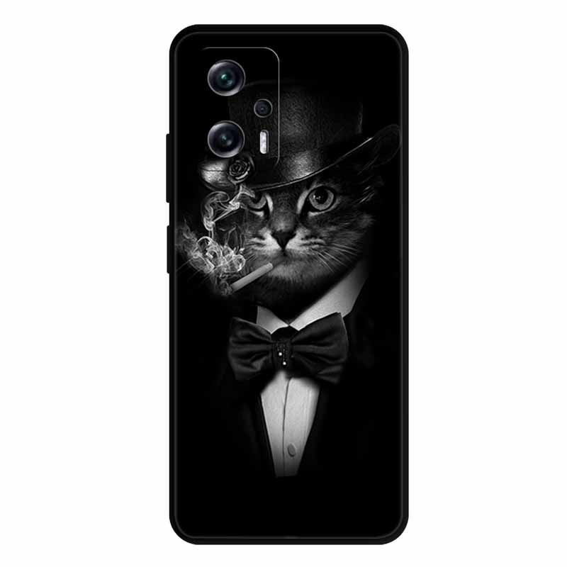 For Xiaomi Poco X4 GT Case X4GT X 4 GT Wolf TPU Silicone Soft TPU Back Cover for Poco X4 GT Para Cartoon Black Edge Fundas Coque