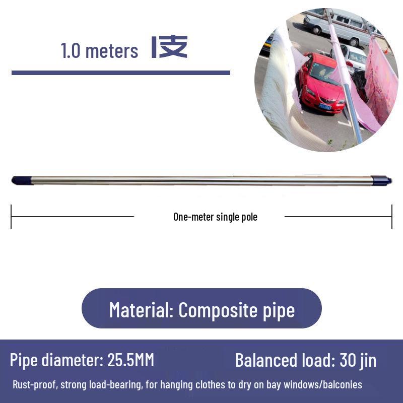 Retractable No-Drill 304 Stainless Steel Balcony Clothes Drying Rack Pole