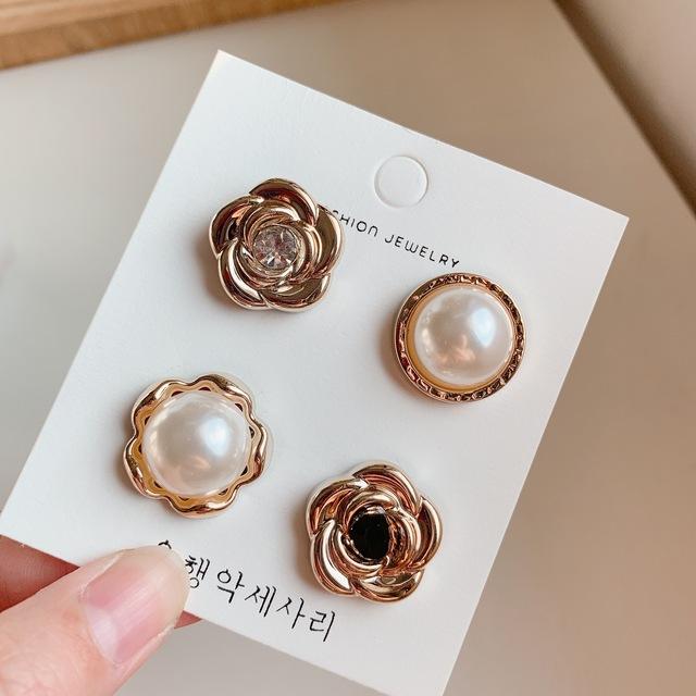 

1 комплект брошей в виде жемчуга, булавки, хрустальные эмалевые пуговицы, броши для женщин, модные металлические броши для свитера, рубашки, хиджаба, ювелирные аксессуары