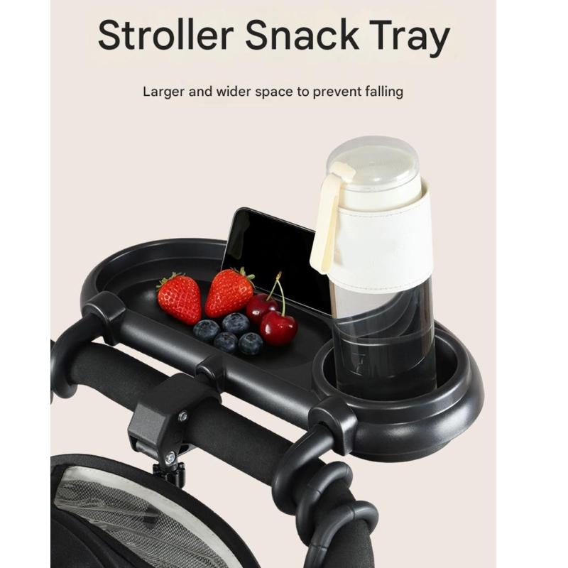 Lightweight Plastic Food Tray For Strollers Easy Setups Quick Cleaning Universal Pram Tray with Cup Phone Holder