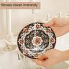 Bohemian Heat Resistant Placemats for Table Stain-Resistant Round Rubber Coasters Vintage Kitchen Dining Mats for Hot