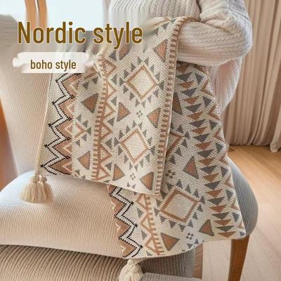 Böhmische Retro Strickwolle Sofa Decke - Leichter Luxus Klimaanlagen- & Nickerchen-Überwurf