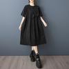 Dimanaf New 2025 Plus Size Summer Dress Women Basic Black Casual Short Sleeve Dress Loose Long Dress