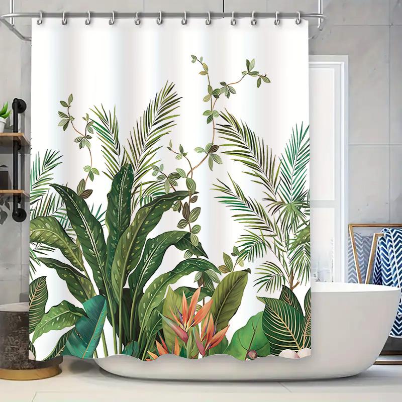 GAETropical Plant Shower Curtain for Bathroom - Waterproof and Durable with Rust-Proof Hook Suitable for Wet and Dry Separatio