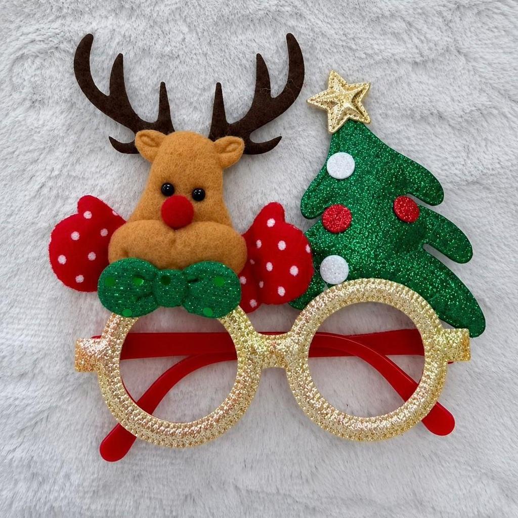 Christmas Plastic Glasses Frame, Merry Xmas Party Costume Eyeglasses, Funny Photo Booth Props, Christmas Decorations for Adults and Kids