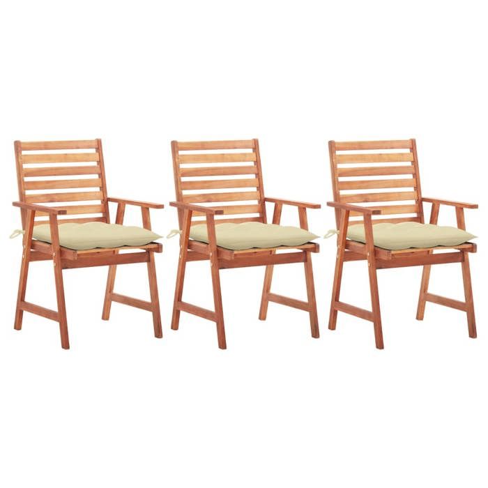 VidaXL Set of 3 Outdoor Dining Chairs with Cushions, Patio Seats, Dining Chairs, Garden Patio Furniture, 3064364