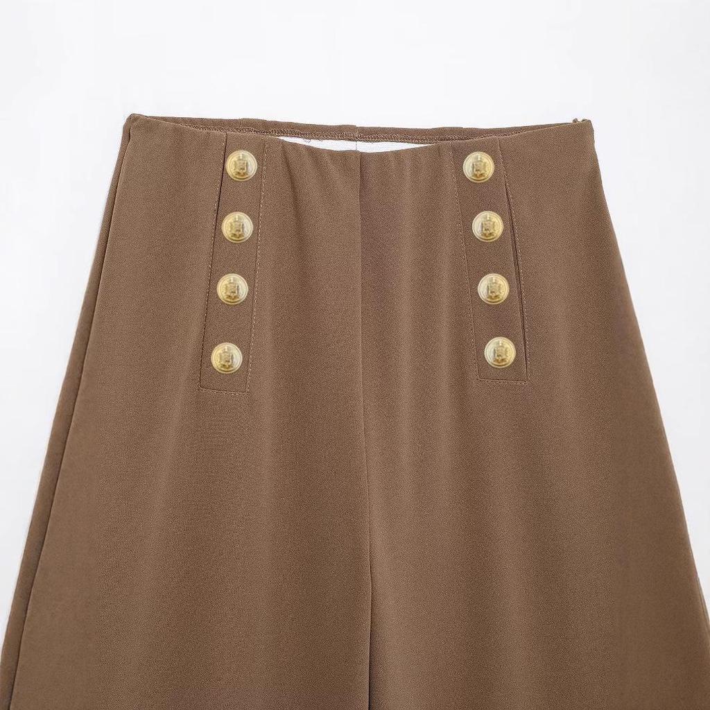 2025 Spring Women's European & American Style Fashion Casual Button-Front Long Pants