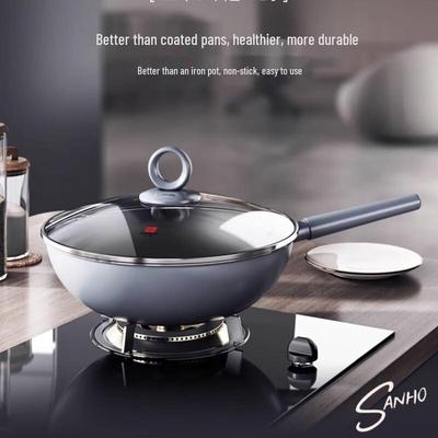 Sanhe Micro-Nano Coating-Free Non-Stick Titanium Wok, 30cm