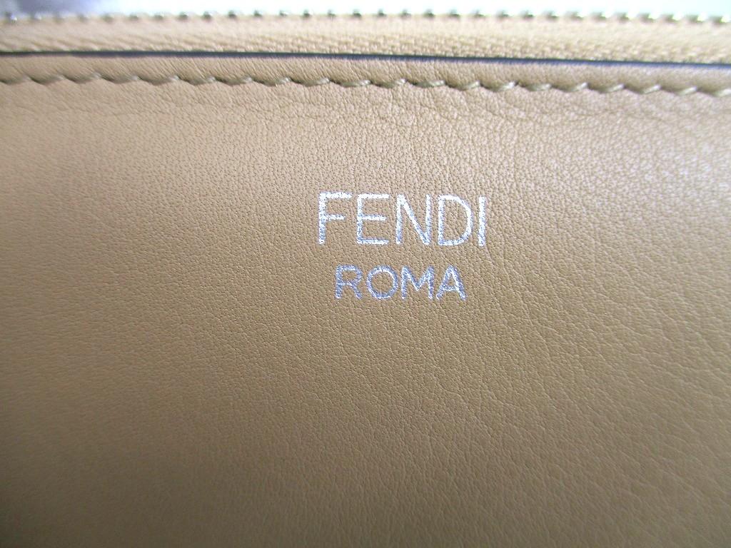 Authentic FENDI Peekaboo Beige Leather Zip Around Long Wallet #a899  Refurbished